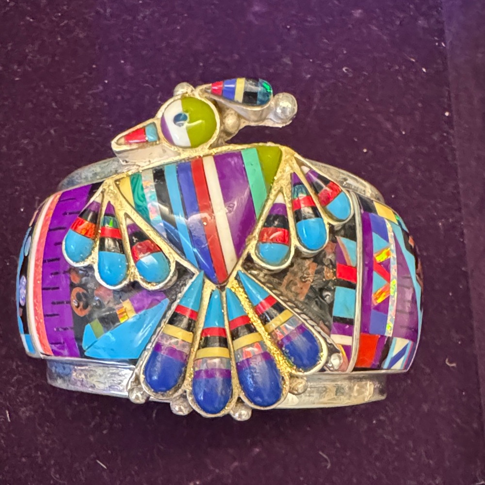 Native-Inspired Multi-Color Inlay Cuff Bracelet